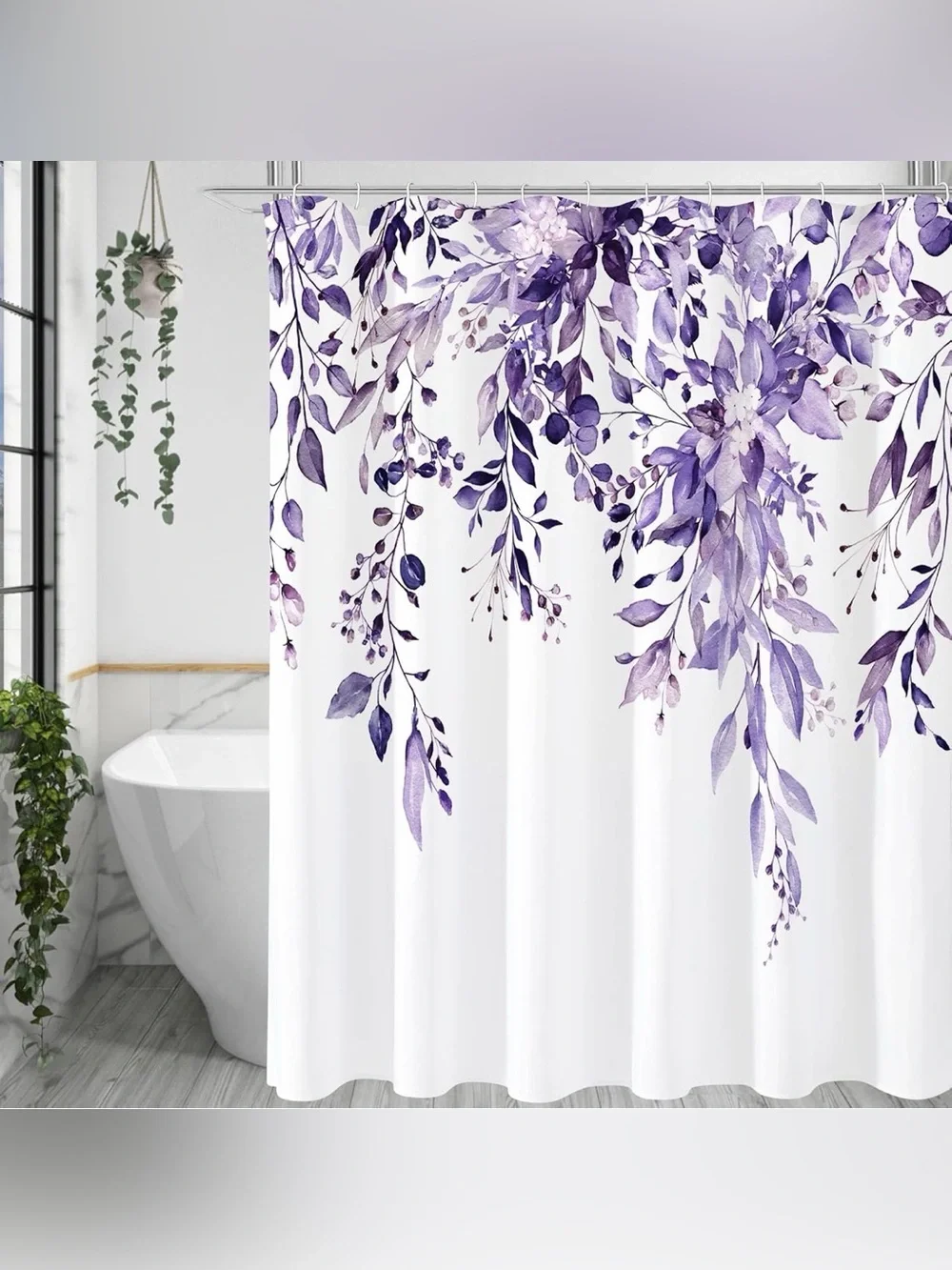 NWOT 72” x 72” Floral Purple Shower Curtain - Elegant Botanical Design